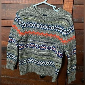 Baby Gap Boys Size 3 Cable Knit Pullover Sweater gray & Cream argyle